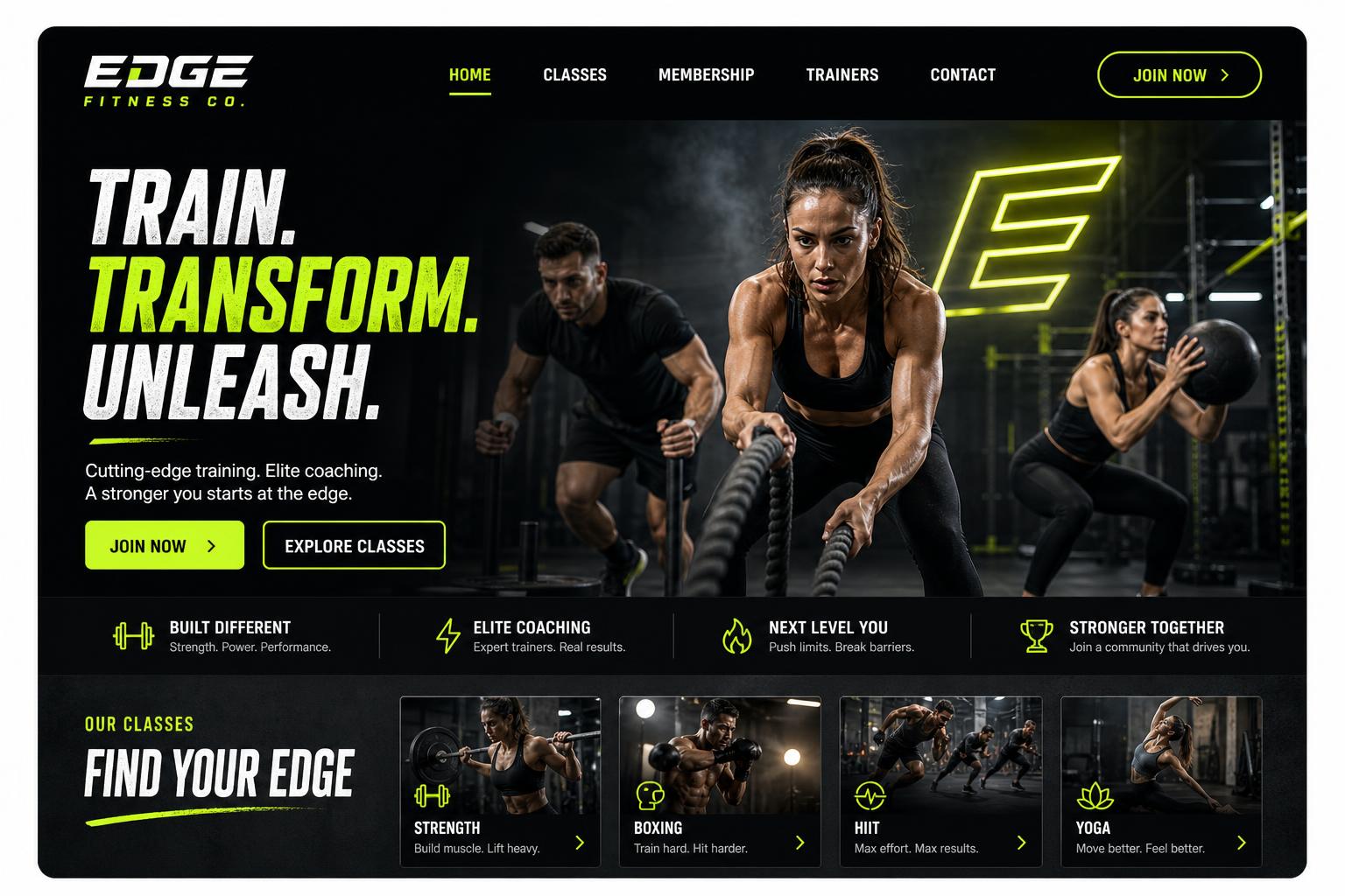 Edge Fitness Co. website by Dooba